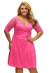 Sexy Rosy Lavish Lace Half Sleeves Plus Dress